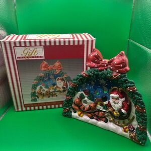 Christmas Gift Collection Porcelain Santa Tealight Votive Candle Holder With Box